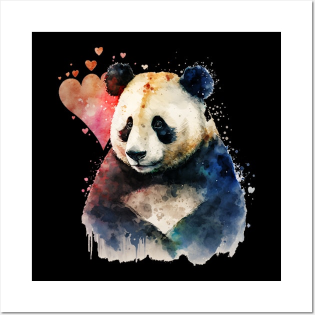 A nice Panda with red heart Wall Art by KhaledAhmed6249